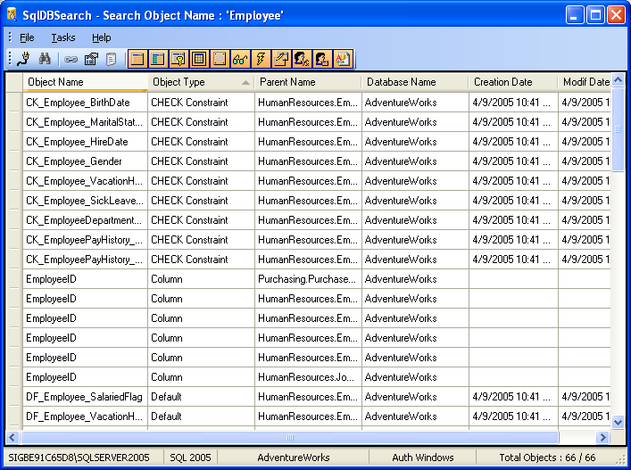 SQLDBSearch-SearchInSQLObjectsName